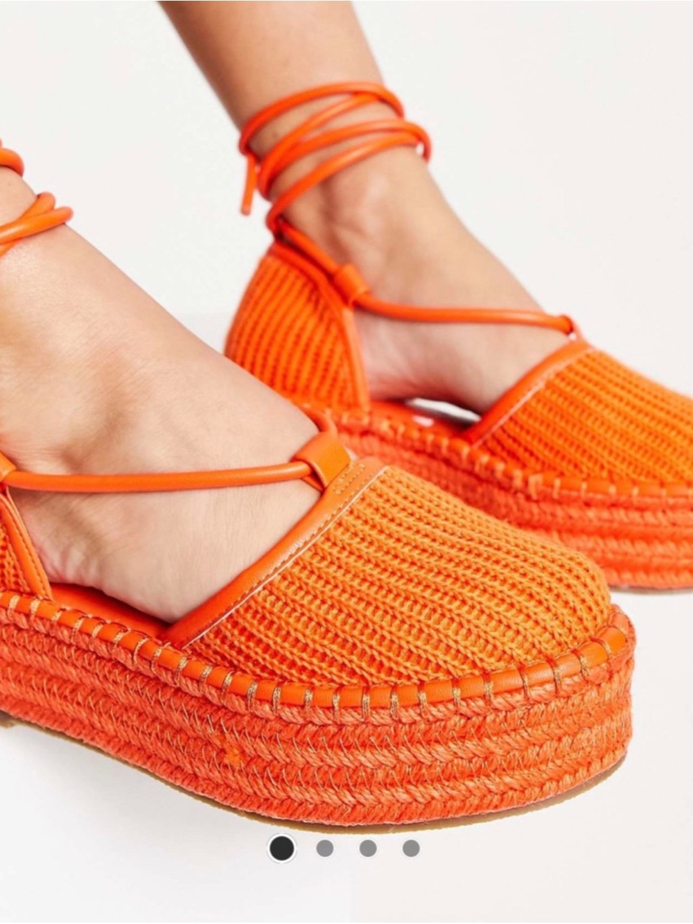 ASOS Design Orange Espadrilles Braided Strappy Round Closed Platform Sandals